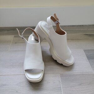 White Chunky Platform Heels